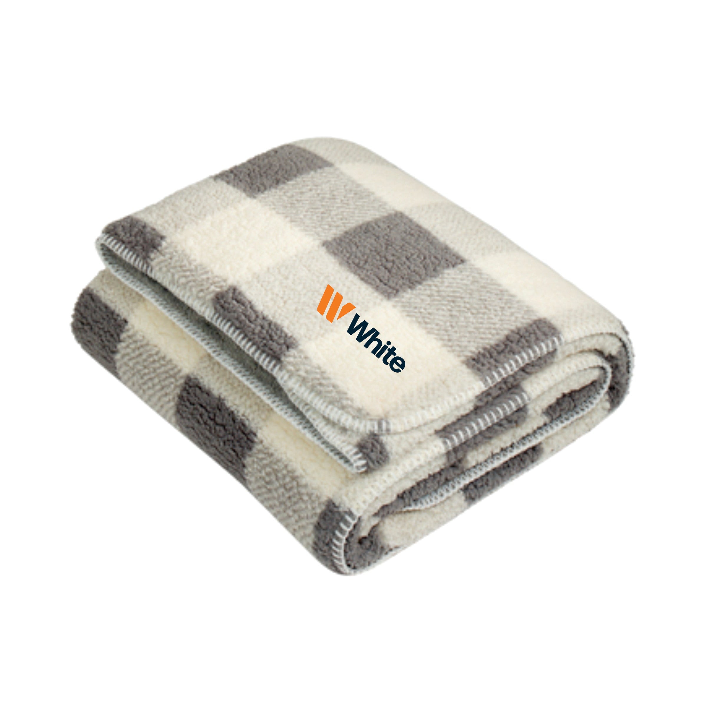 Port Authority Grey Buffalo Plaid Sherpa Blanket