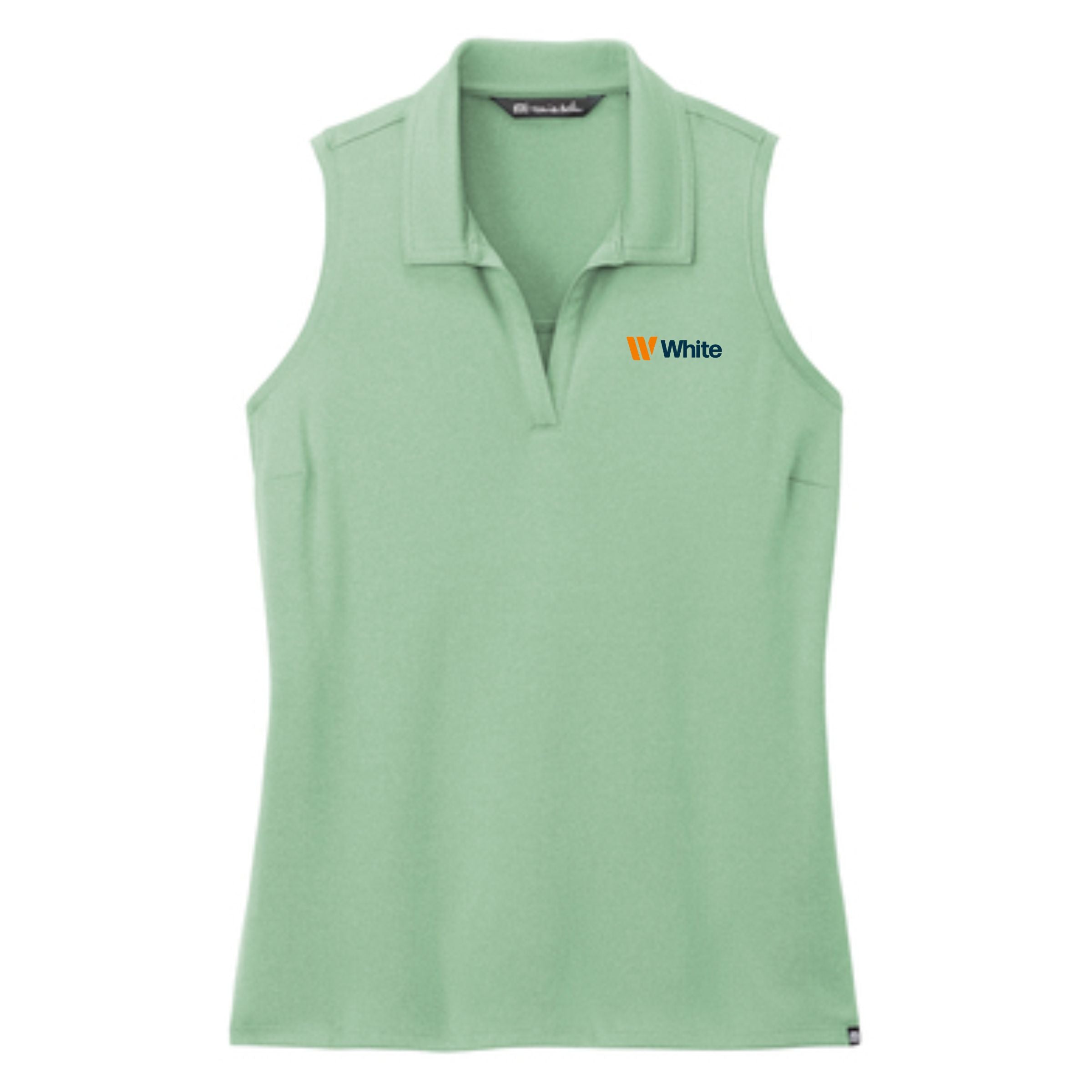 TravisMathew Women's Green Heather Coto Performance Sleeveless Polo